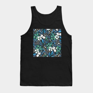 Flower Flurry - Blue and Green Hues - Digitally Illustrated Flower Pattern for Home Decor, Clothing Fabric, Curtains, Bedding, Pillows, Upholstery, Phone Cases and Stationary Tank Top